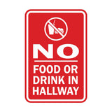Portrait Round No Food Or Drink In Hallway Sign