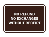 Signs ByLITA Classic Framed No Refund No Exchanges Without Receipt Sign