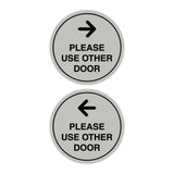 Signs ByLITA Circle Please Use Other Door Sign Set with Adhesive Tape, Mounts On Any Surface, Weather Resistant, Indoor/Outdoor Use