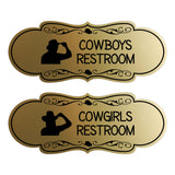 Designer Cowgirls and Cowboys Restroom Signs, (Set of 2) Wall or Door Signs