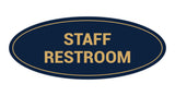 Navy Blue/Gold Oval STAFF RESTROOM Sign