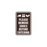 Portrait Round please remove shoes before entering Sign with Adhesive Tape, Mounts On Any Surface, Weather Resistant