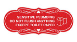 Designer Sensitive Plumbing Do Not Flush Anything Except Toilet Paper Wall or Door Sign