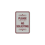 Portrait Round please no soliciting Sign with Adhesive Tape, Mounts On Any Surface, Weather Resistant