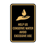 Signs ByLITA Portrait Round Help Us Conserve Water Avoid Excessive Use Sign with Adhesive Tape, Mounts On Any Surface, Weather Resistant, Indoor/Outdoor Use