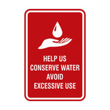 Signs ByLITA Portrait Round Help Us Conserve Water Avoid Excessive Use Sign with Adhesive Tape, Mounts On Any Surface, Weather Resistant, Indoor/Outdoor Use