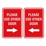 Portrait Round Please Use Other Door Sign Set with Adhesive Tape, Mounts On Any Surface, Weather Resistant