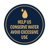 Signs ByLITA Circle Help us conserve water Avoid Excessive Use Sign