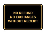 Signs ByLITA Classic Framed No Refund No Exchanges Without Receipt Sign