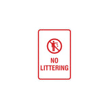Portrait Round No Littering Sign With Adhesive Tape