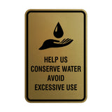 Signs ByLITA Portrait Round Help Us Conserve Water Avoid Excessive Use Sign with Adhesive Tape, Mounts On Any Surface, Weather Resistant, Indoor/Outdoor Use