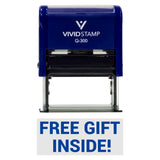 Blue Free Gift Inside Self-Inking Office Rubber Stamp