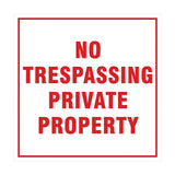 Square No Trespassing Private Property Sign with Adhesive Tape, Mounts On Any Surface, Weather Resistant