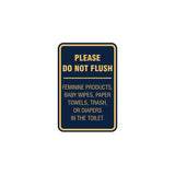 Portrait Round please do not flush etiquette Sign with Adhesive Tape, Mounts On Any Surface, Weather Resistant