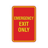 Portrait Round Emergency Exit Only Sign with Adhesive Tape, Mounts On Any Surface, Weather Resistant