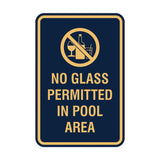 Signs ByLITA Portrait Round No Glass Permitted In Pool Area Sign with Adhesive Tape, Mounts On Any Surface, Weather Resistant, Indoor/Outdoor Use
