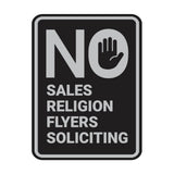 Portrait Round No Sales, No Religion, No Flyers, No Soliciting Wall or Door Sign