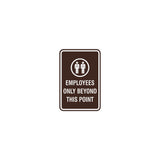 Portrait Round Employees Only Beyond This Point Sign with Adhesive Tape, Mounts On Any Surface, Weather Resistant