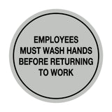 Signs ByLITA Circle Employees Must Wash Hands Before Returning to Work Sign