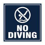 Square No Diving Sign with Adhesive Tape, Mounts On Any Surface, Weather Resistant