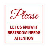 Signs ByLITA Square Please Let Us Know If Restroom Needs Attention Sign