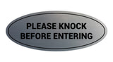 Oval Please Knock Before Entering Sign