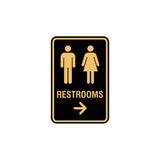 Portrait Round Restrooms Right Arrow Sign