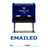 Blue Emailed By Date Self Inking Rubber Stamp
