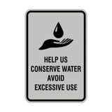 Signs ByLITA Portrait Round Help Us Conserve Water Avoid Excessive Use Sign with Adhesive Tape, Mounts On Any Surface, Weather Resistant, Indoor/Outdoor Use