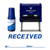 Blue Received By Date Self Inking Rubber Stamp Combo With Refill