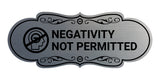 Designer Negativity Not Permitted Wall or Door Sign