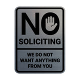 Portrait Round No Soliciting We Do Not Want Anything From You Wall or Door Sign