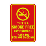 Signs ByLITA Portrait Round This is a Smoke Free Environment Thank you for not smoking Sign