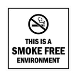 Square this is a smoke free environment Sign with Adhesive Tape, Mounts On Any Surface, Weather Resistant