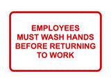 Signs ByLITA Classic Framed Employees Must Wash Hands Before Returning To Work