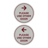 Signs ByLITA Circle Please Use Other Door Sign Set with Adhesive Tape, Mounts On Any Surface, Weather Resistant, Indoor/Outdoor Use