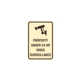Portrait Round Property Under 24 HR Video Surveillance Sign with Adhesive Tape, Mounts On Any Surface, Weather Resistant