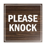 Square Please Knock Sign with Adhesive Tape, Mounts On Any Surface, Weather Resistant