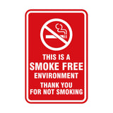 Signs ByLITA Portrait Round This is a Smoke Free Environment Thank you for not smoking Sign