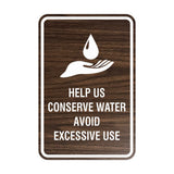 Signs ByLITA Portrait Round Help Us Conserve Water Avoid Excessive Use Sign with Adhesive Tape, Mounts On Any Surface, Weather Resistant, Indoor/Outdoor Use
