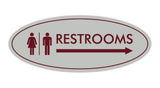 Signs ByLITA Oval Restrooms Right Arrow Sign