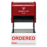 Red Ordered With Date Line Self-Inking Office Rubber Stamp