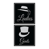 Square ladies and gents sign set with Adhesive Tape, Mounts On Any Surface, Weather Resistant