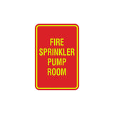 Portrait Round Fire Sprinkler Pump Room Sign with Adhesive Tape, Mounts On Any Surface, Weather Resistant