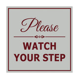 Signs ByLITA Square Classy Please Watch Your Step Sign with Adhesive Tape, Mounts On Any Surface, Weather Resistant, Indoor/Outdoor Use