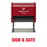Red Sign & Date Self Inking Rubber Stamp