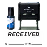 Black Received By Date Self Inking Rubber Stamp Combo With Refill