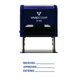 Blue Received Approved Entered Self Inking Rubber Stamp