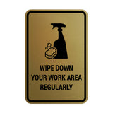 Portrait Round Wipe Down Your Work Area Regularly Sign