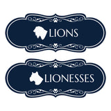 Designer Lions and Lionesses, Novelty Restroom (Set of 2) Wall or Door Signs